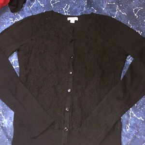 Merona brand long sleeve button up top with lace detailing